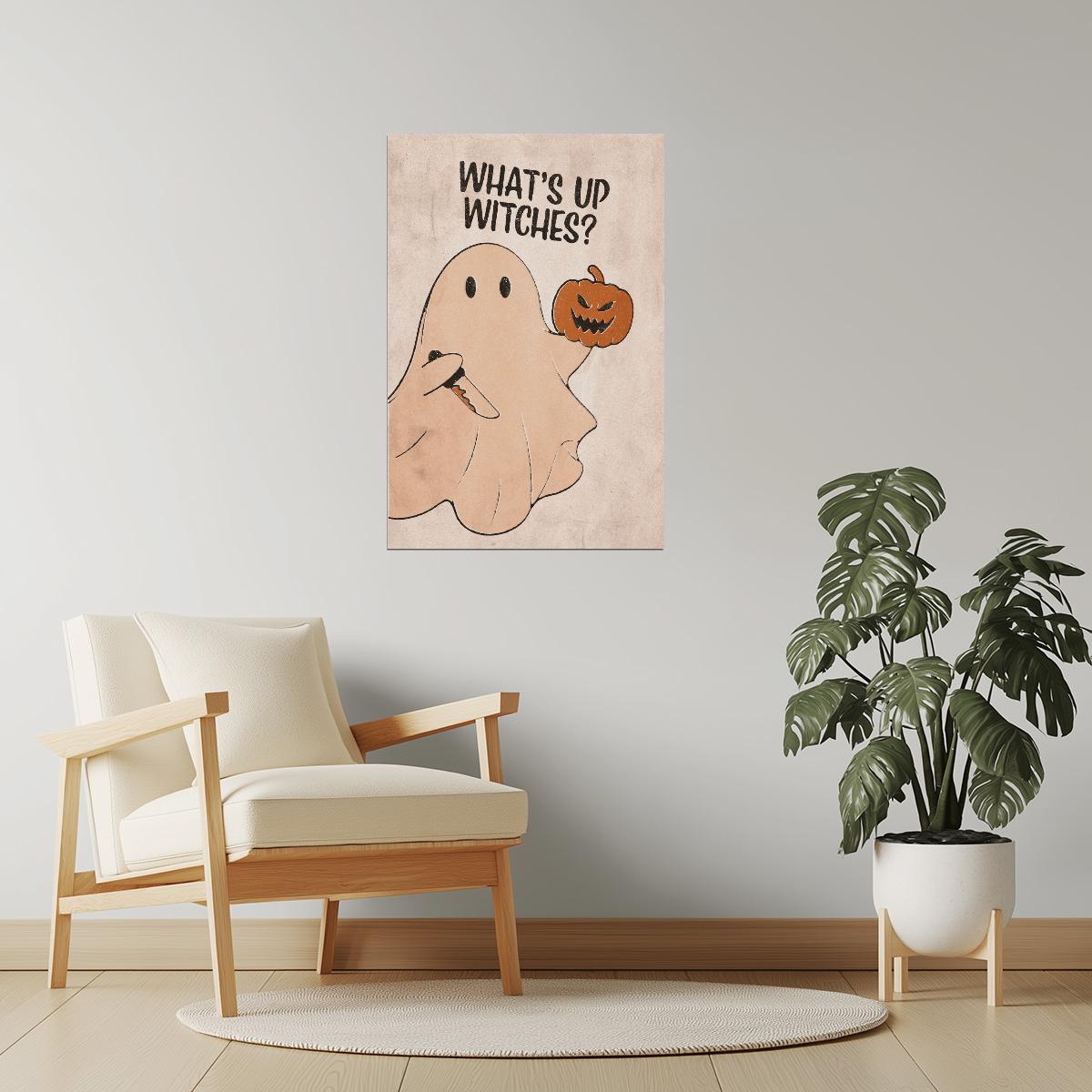 What’s Up Witches | Boho Minimalist Witch Halloween Wall Art Poster