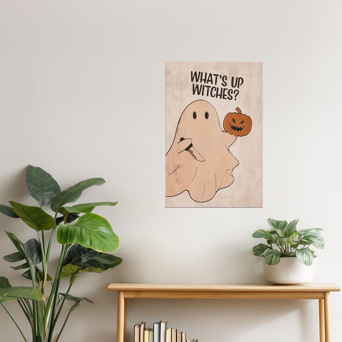 What’s Up Witches | Boho Minimalist Witch Halloween Wall Art Poster