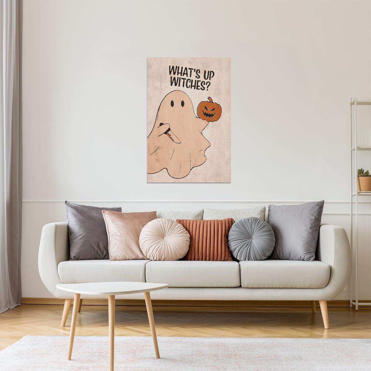What’s Up Witches | Boho Minimalist Witch Halloween Wall Art Poster