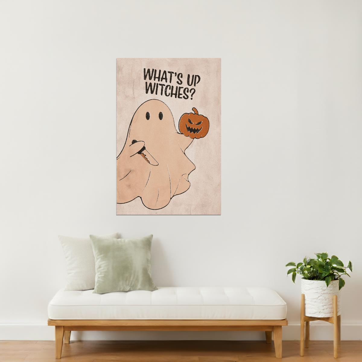 What’s Up Witches | Boho Minimalist Witch Halloween Wall Art Poster