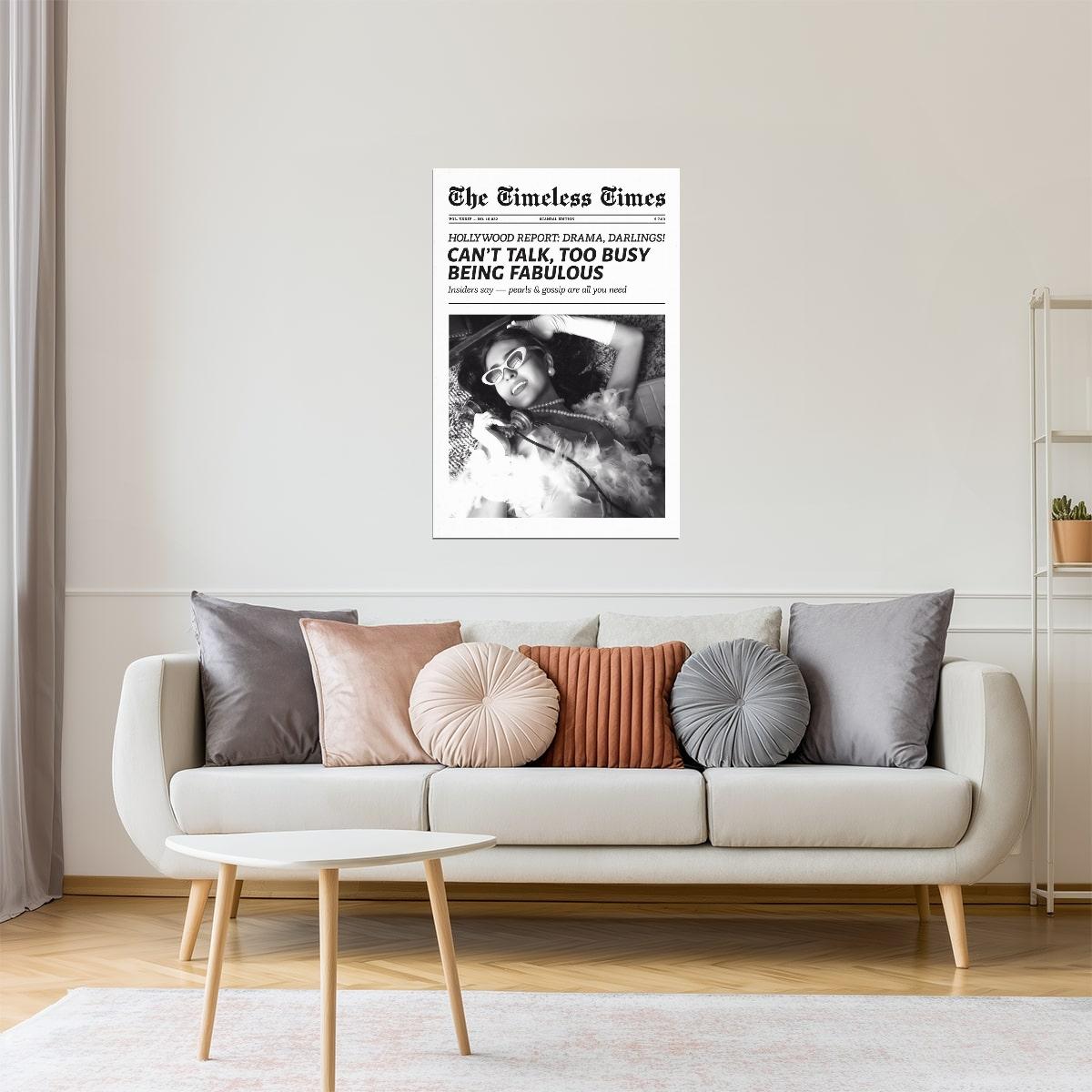 Too Busy Being Fabulous | Glam Newspaper Wall Art Poster