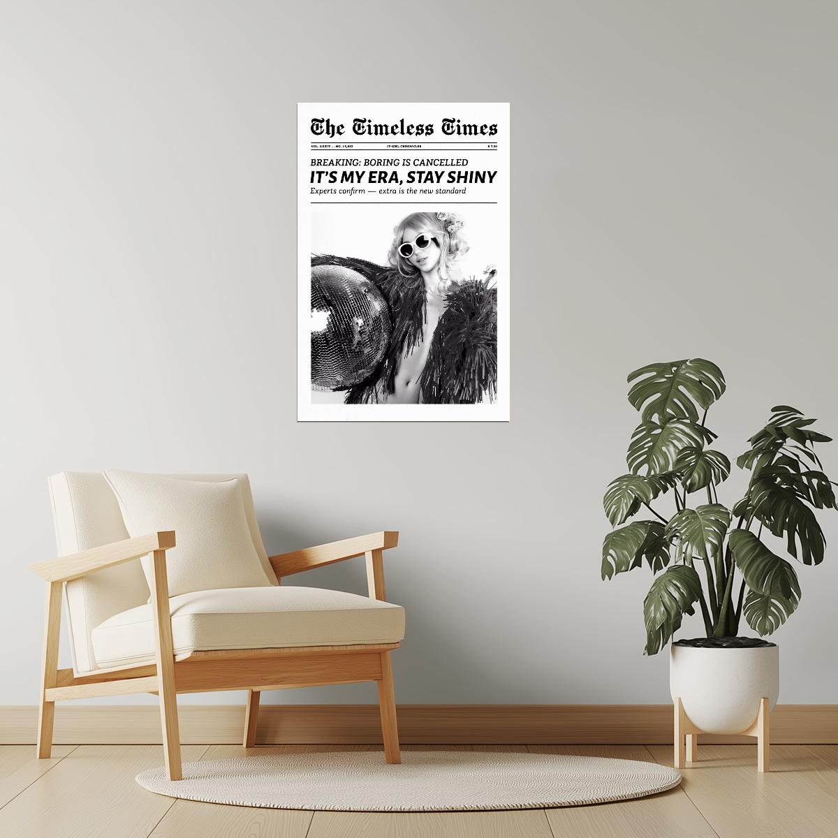 It’s My Era, Stay Shiny | Disco Ball Newspaper Wall Art Poster