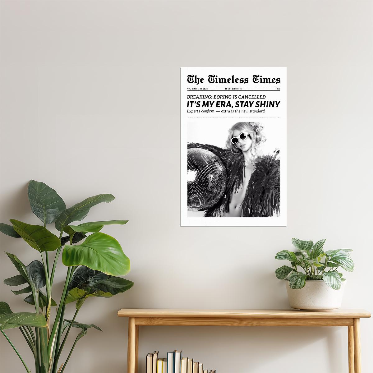 It’s My Era, Stay Shiny | Disco Ball Newspaper Wall Art Poster