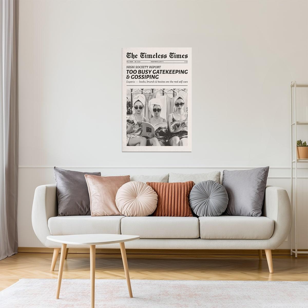 Too Busy Gossiping | Girl Gang Newspaper Wall Art Poster