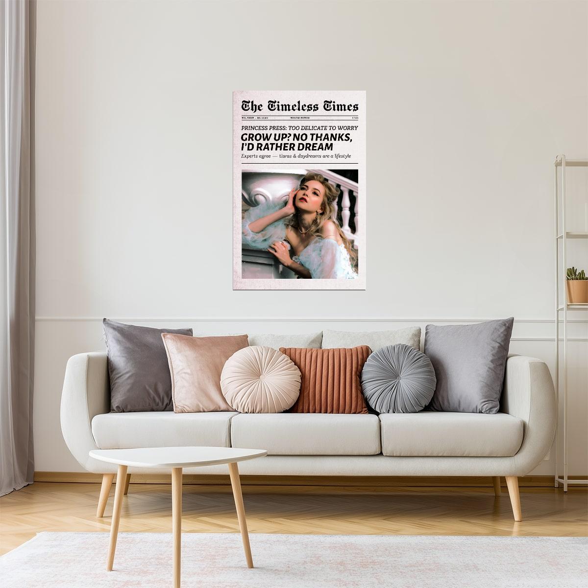I’d Rather Dream | Soft Girl Newspaper Print Poster
