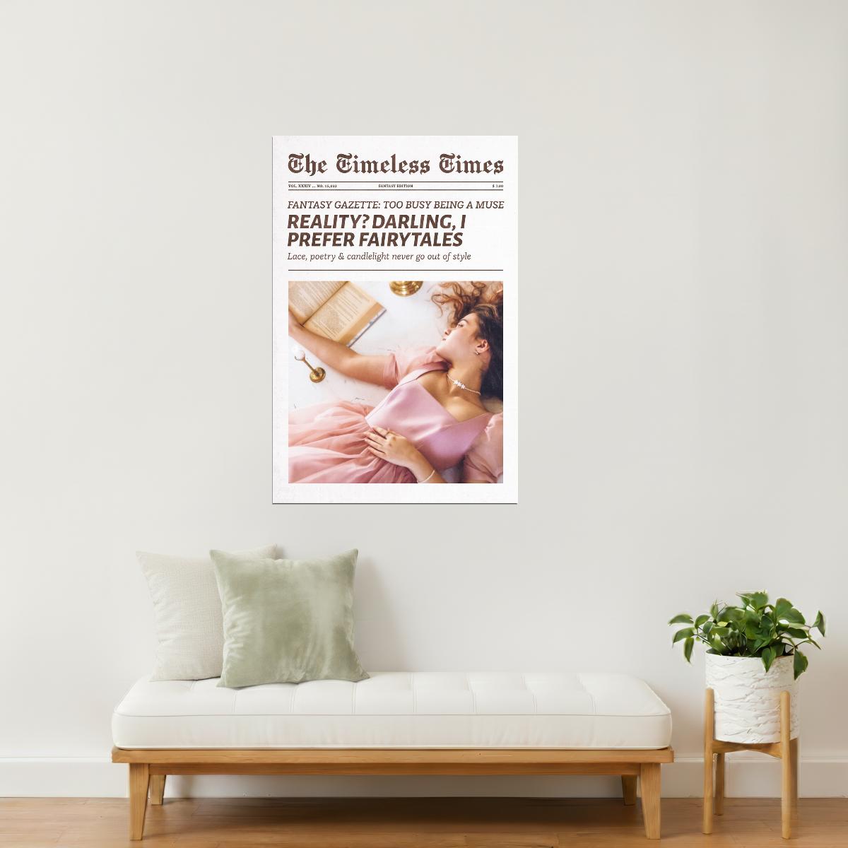 Darling, I Prefer Fairytales | Princess Newspaper Wall Art Poster