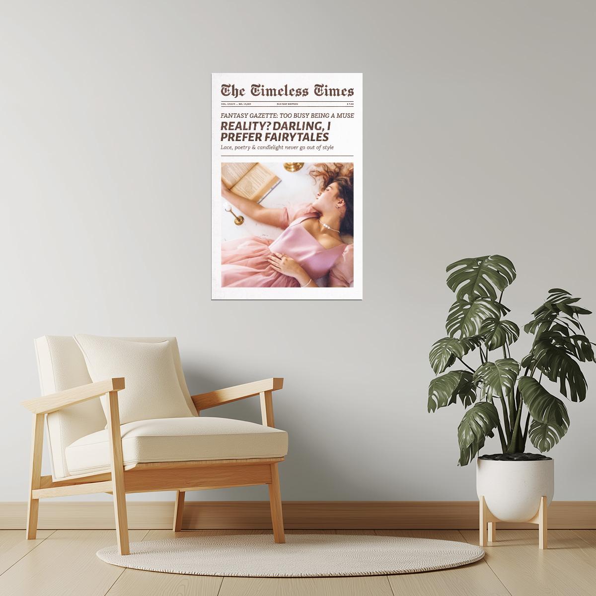Darling, I Prefer Fairytales | Princess Newspaper Wall Art Poster