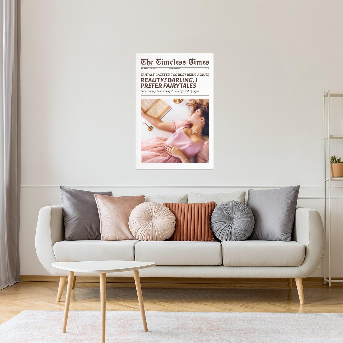 Darling, I Prefer Fairytales | Princess Newspaper Wall Art Poster