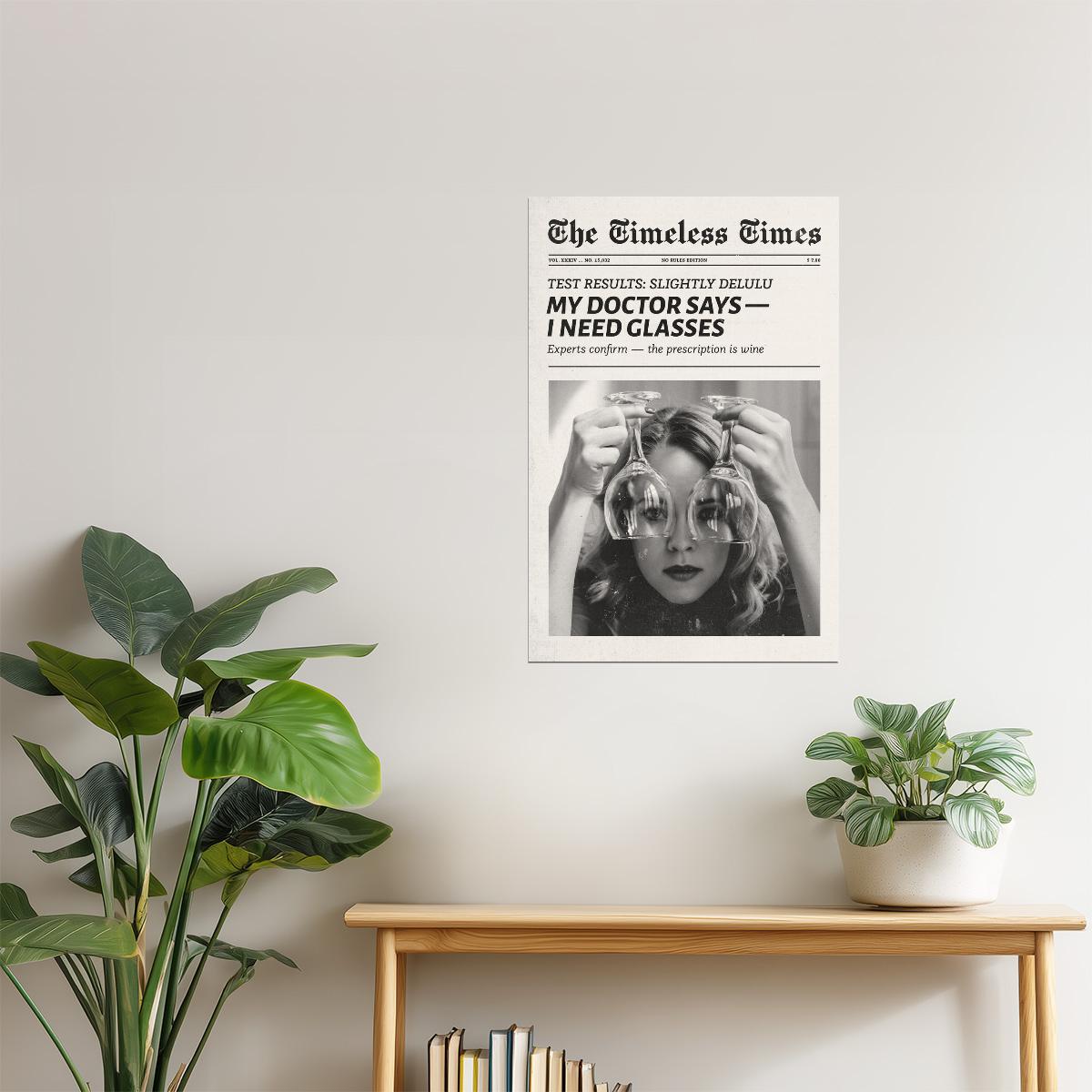 My Doctor Says I Need Glasses | Funny Drinks Newspaper Wall Art Poster