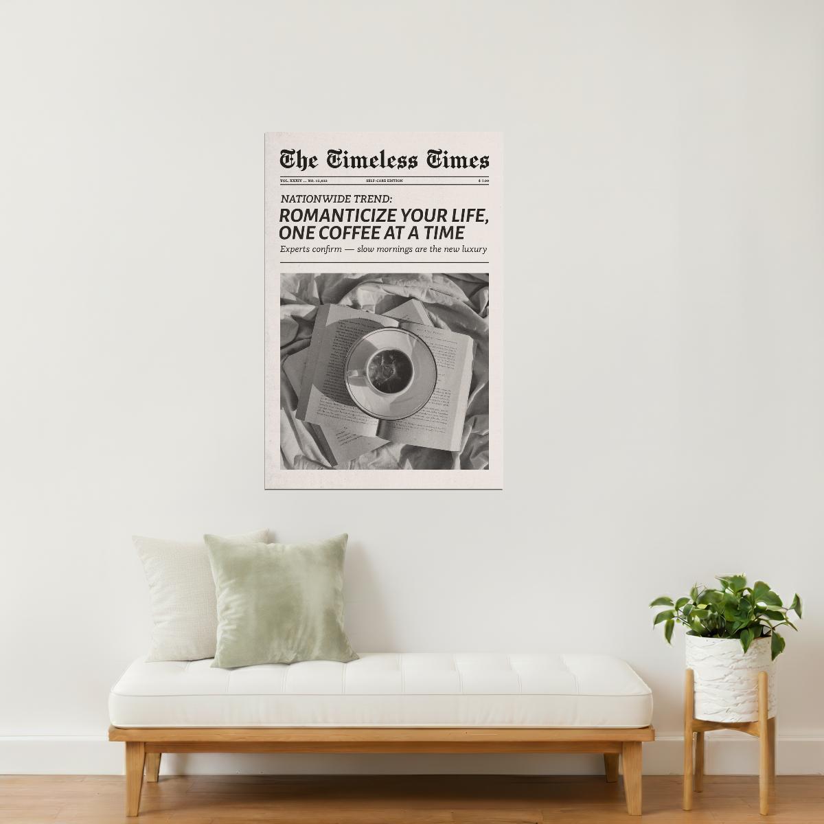 Romanticize Your Life | Coffee Newspaper Print Poster