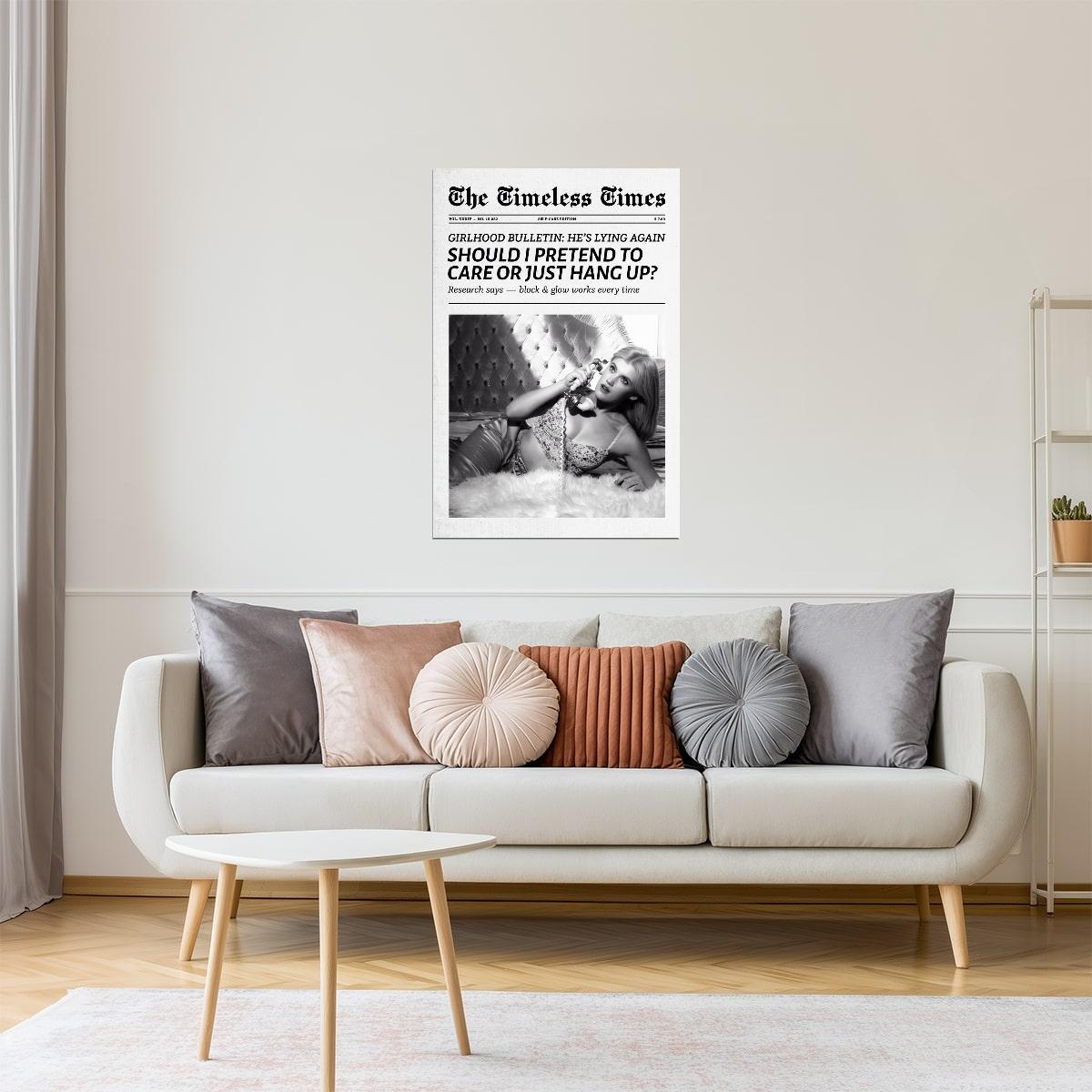 I Don’t Care | Drama Queen Newspaper Wall Art Poster