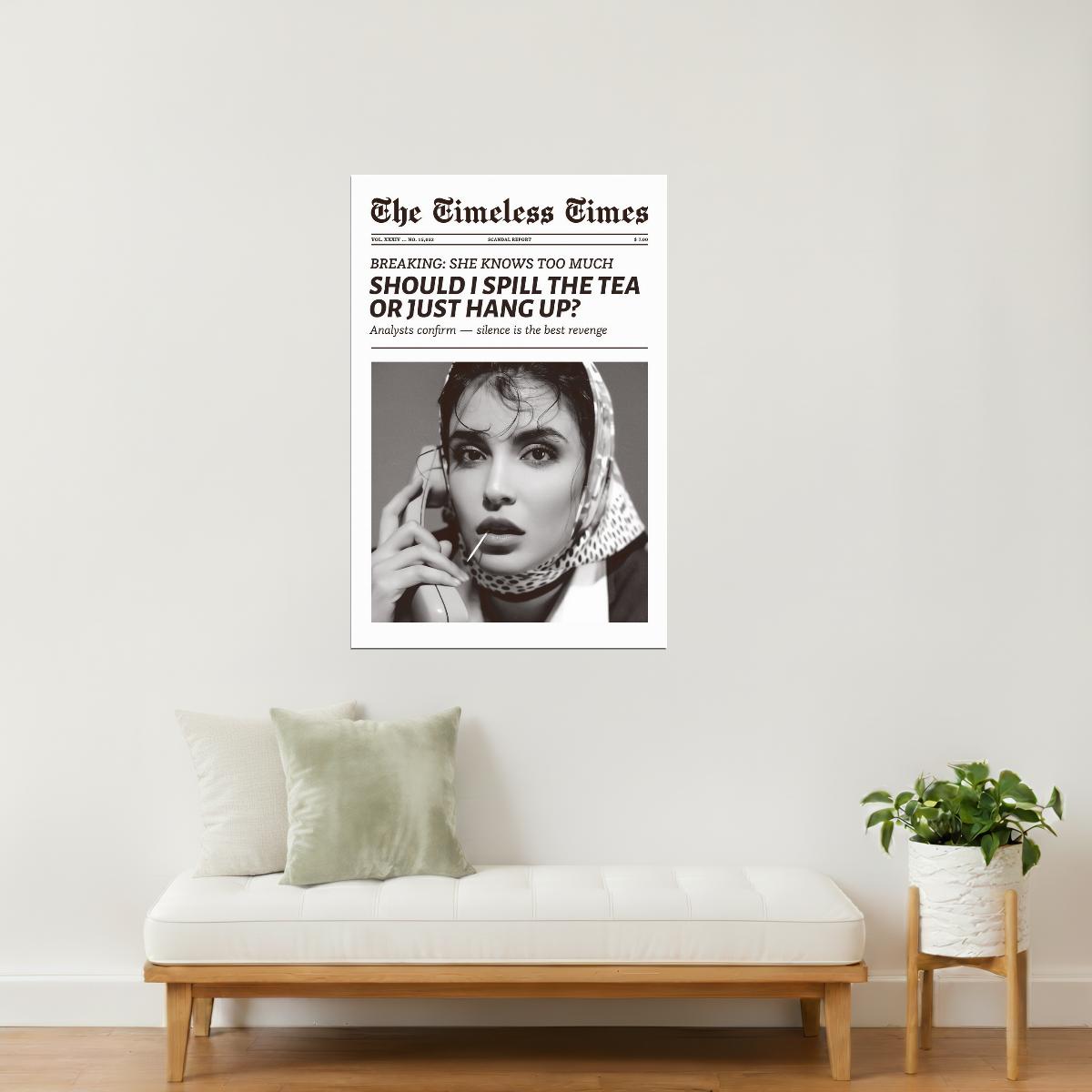 Spill the Tea | Retro Glam Newspaper Print Poster