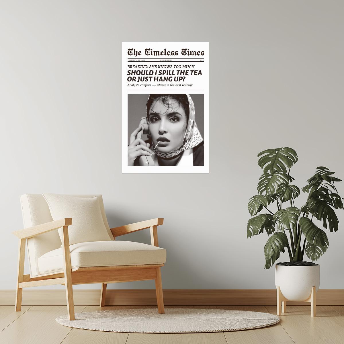 Spill the Tea | Retro Glam Newspaper Print Poster
