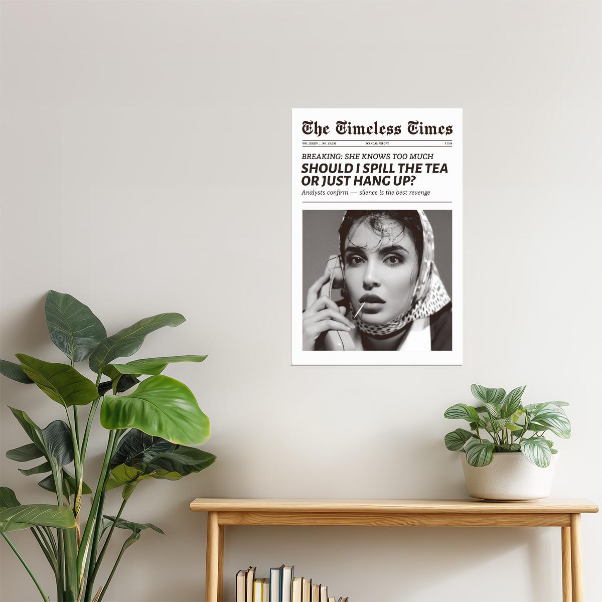 Spill the Tea | Retro Glam Newspaper Print Poster