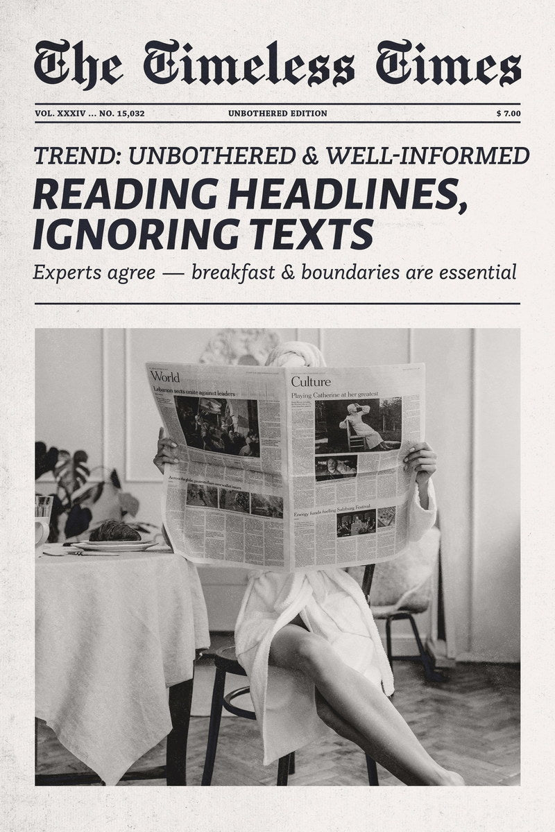 Reading Headlines, Ignoring Texts | Cool Girl Newspaper Print Poster