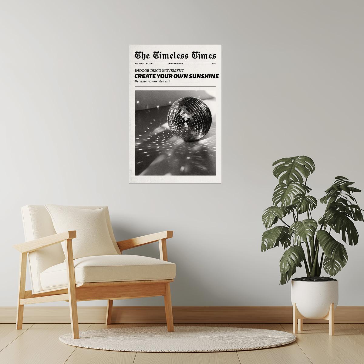 Create Your Own Sunshine | Disco Newspaper Print Poster
