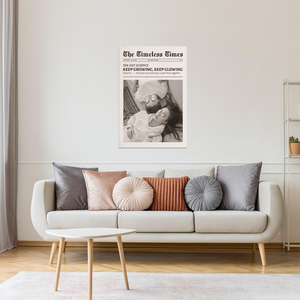 Keep Growing, Keep Glowing | Self Care Newspaper Print Poster