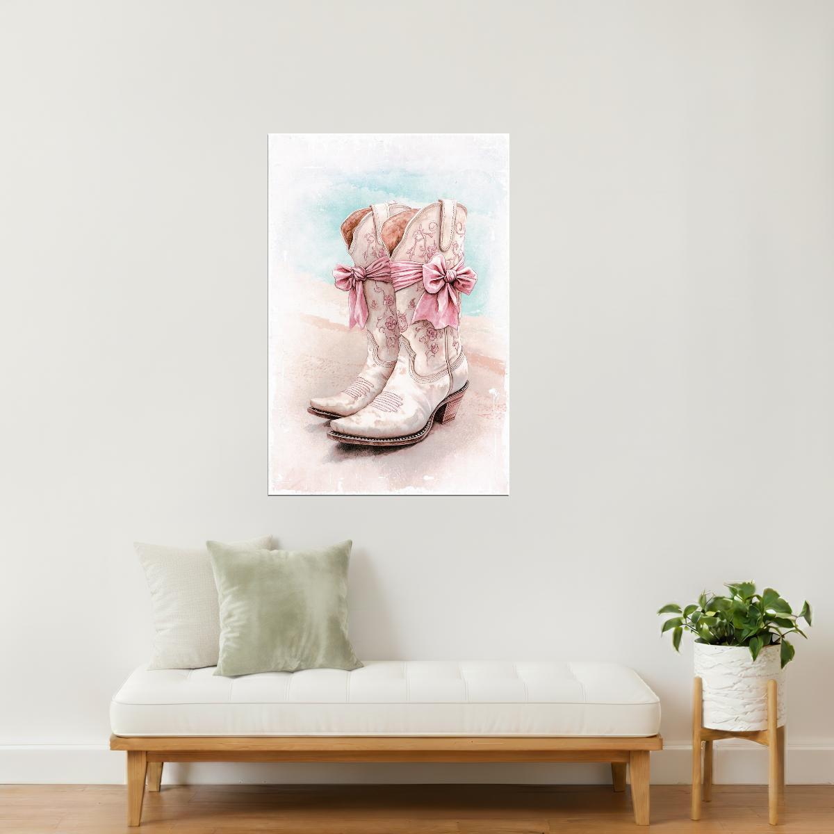 Pink Cowgirl Boots | Watercolor Western Fashion Print Poster