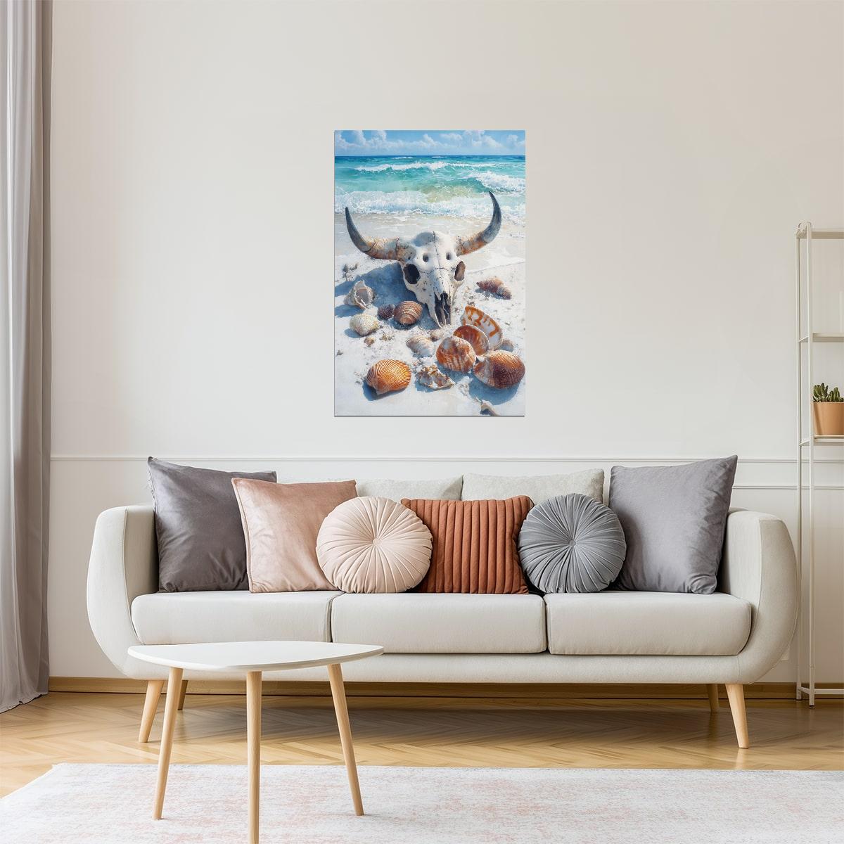 Seashells and Skull | Coastal Western Gothic Wall Art Poster