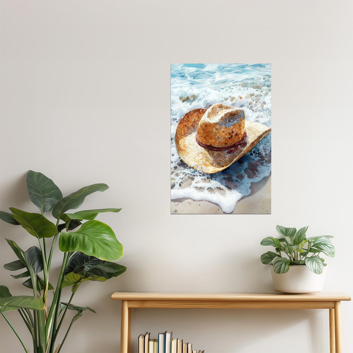 Cowboy Hat by the Sea | Coastal Cowgirl Watercolor Print Poster