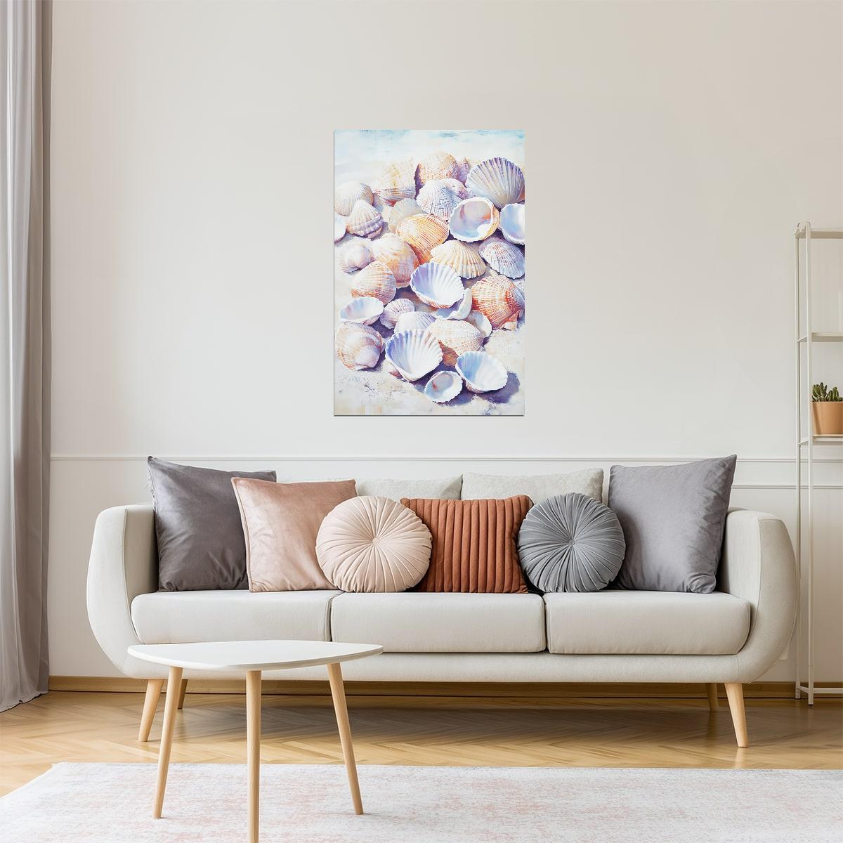 Ocean Seashells | Coastal Cowgirl Watercolor Art Print Poster