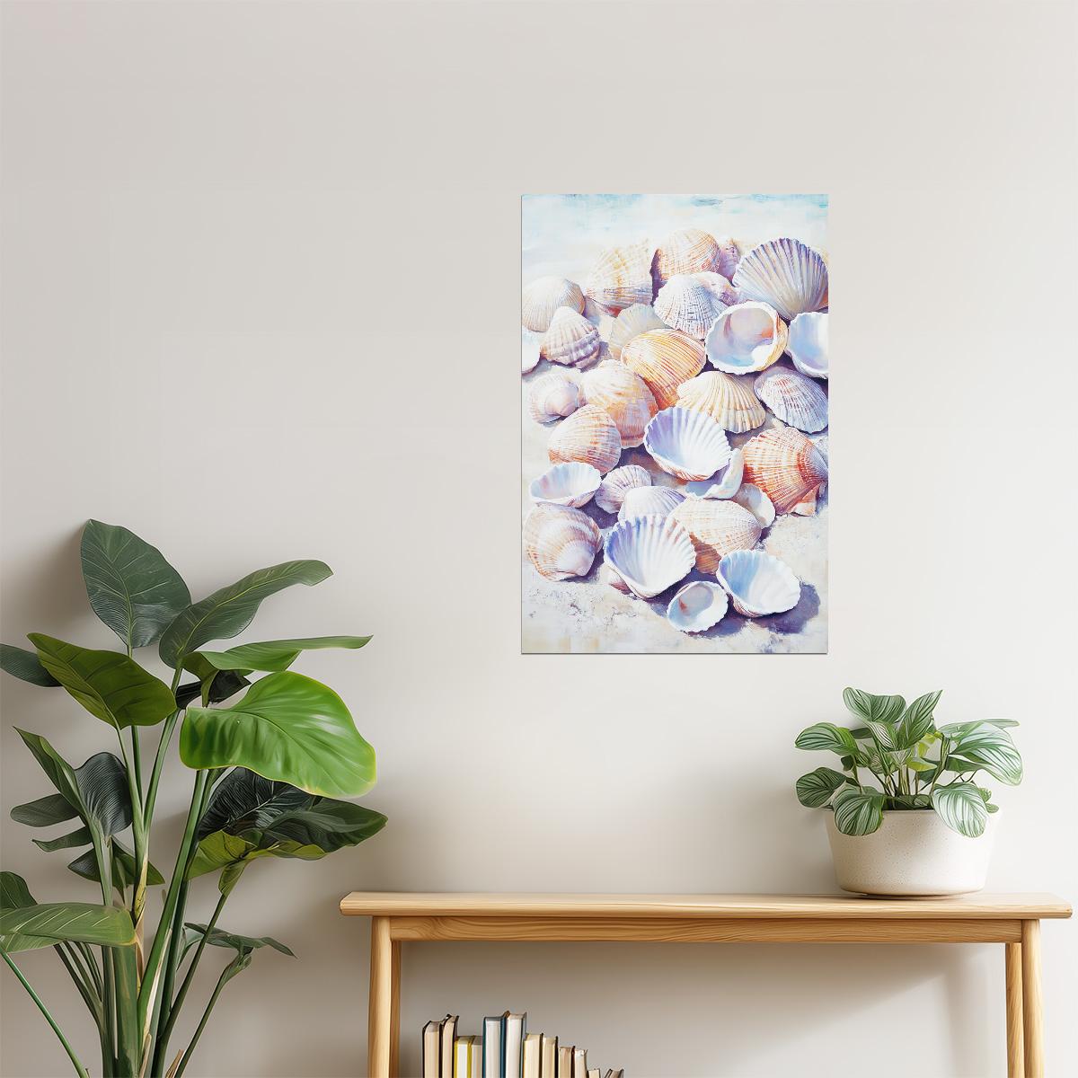 Ocean Seashells | Coastal Cowgirl Watercolor Art Print Poster