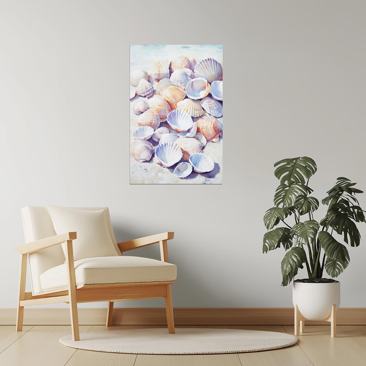 Ocean Seashells | Coastal Cowgirl Watercolor Art Print Poster