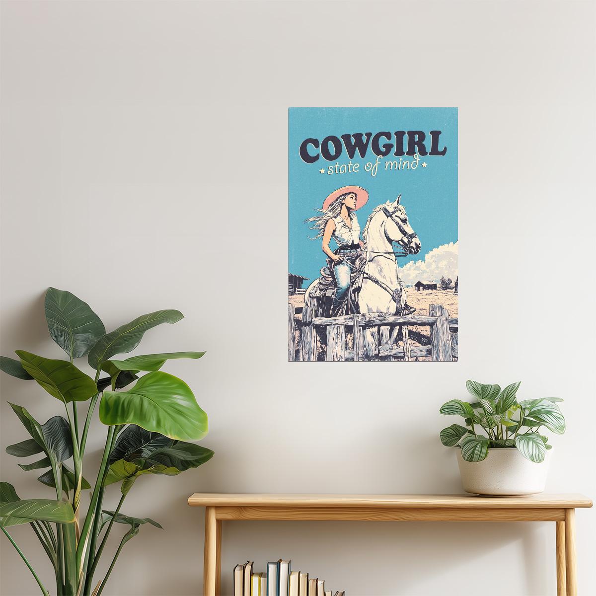 Cowgirl State of Mind | Retro Rodeo Western Wall Decor Poster