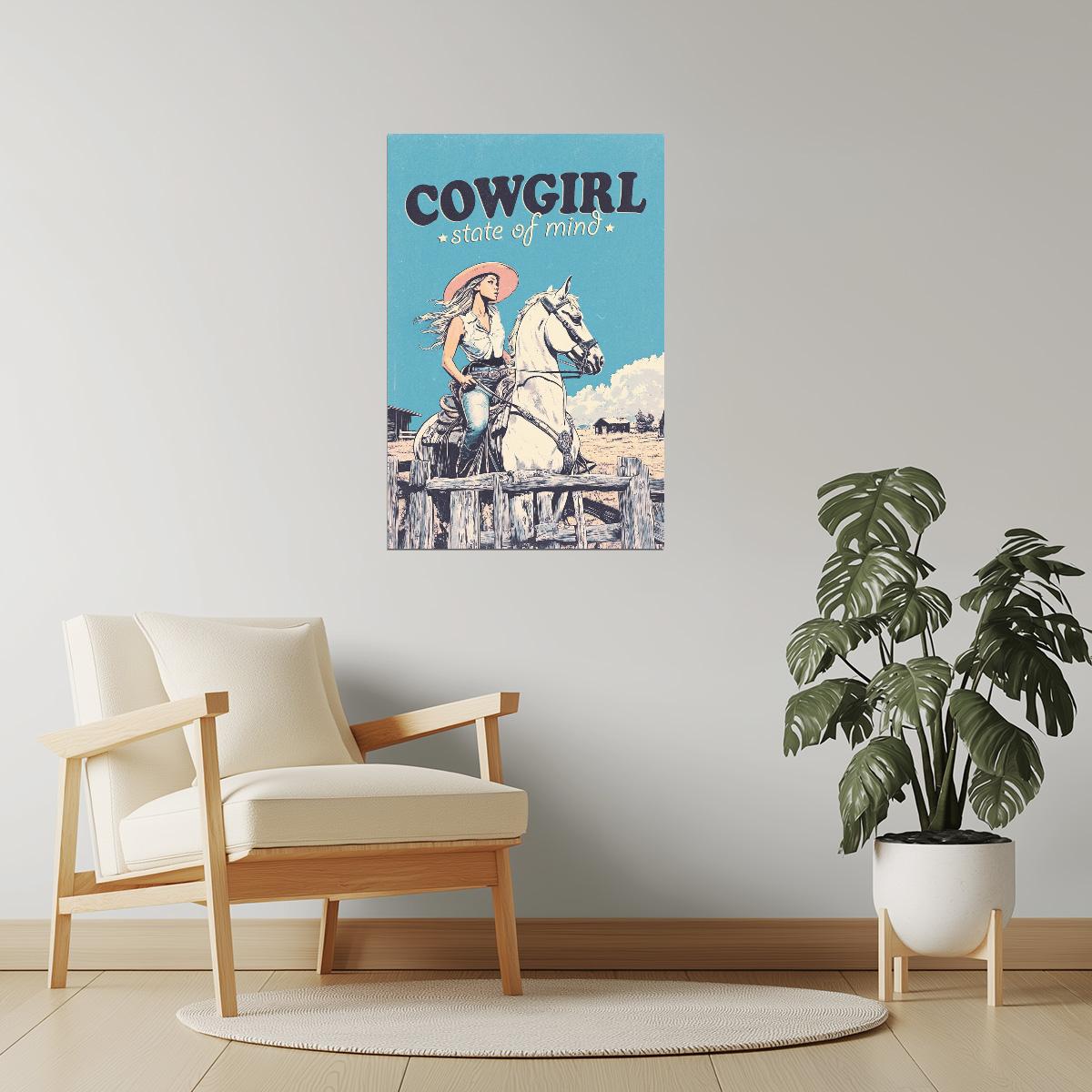 Cowgirl State of Mind | Retro Rodeo Western Wall Decor Poster