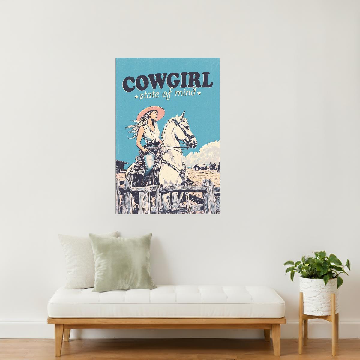 Cowgirl State of Mind | Retro Rodeo Western Wall Decor Poster