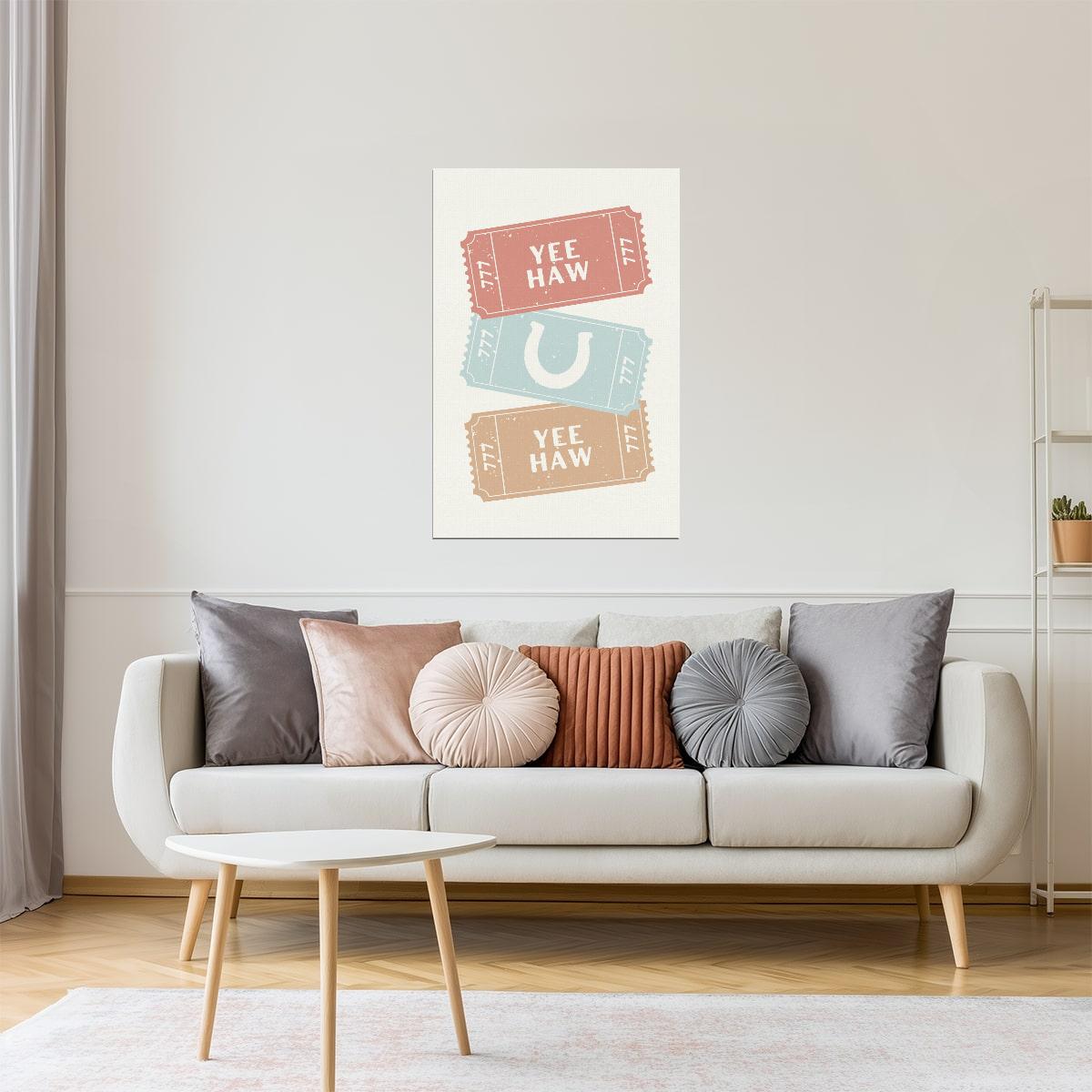 Yee Haw Tickets | Lucky Cowgirl Western Wall Art Poster