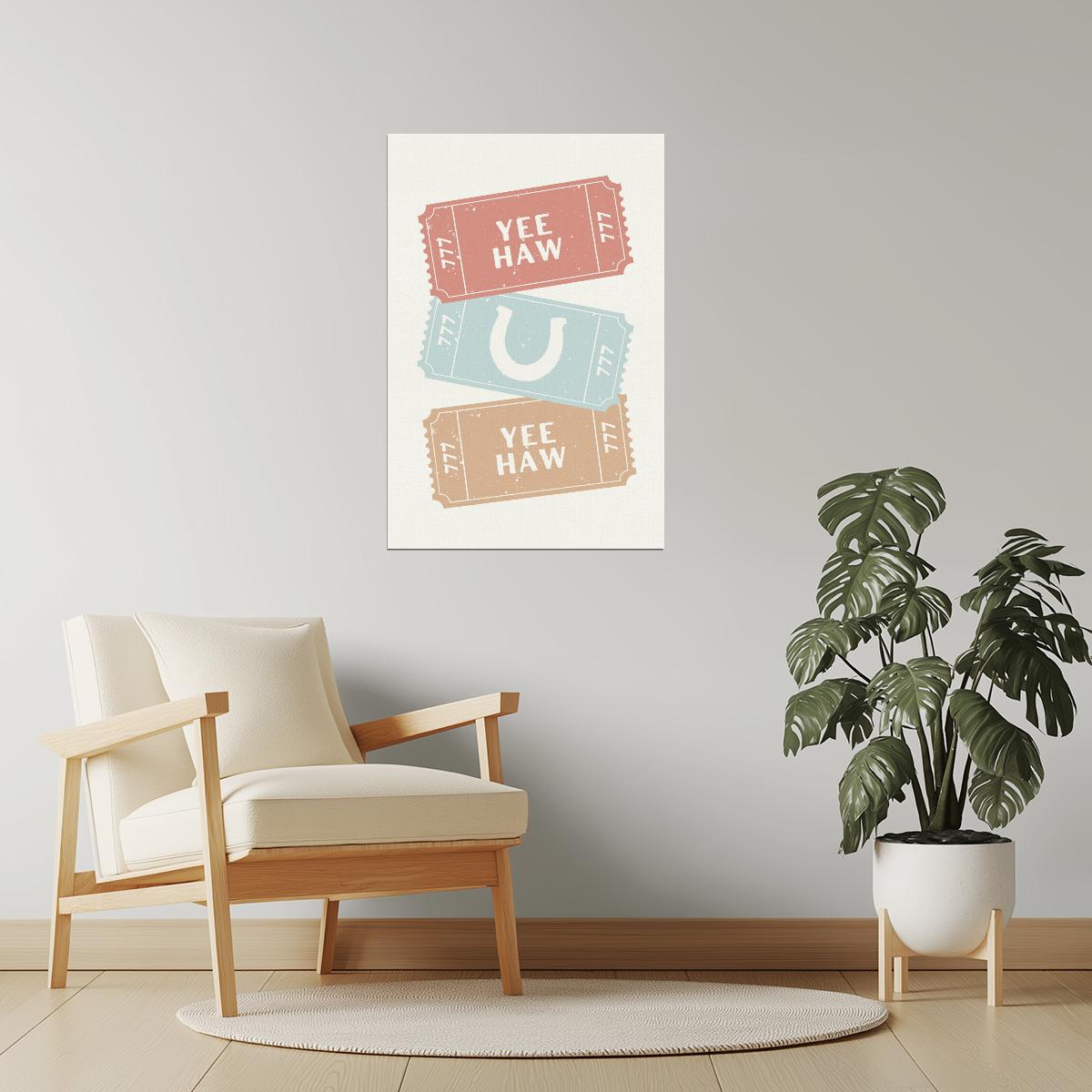 Yee Haw Tickets | Lucky Cowgirl Western Wall Art Poster