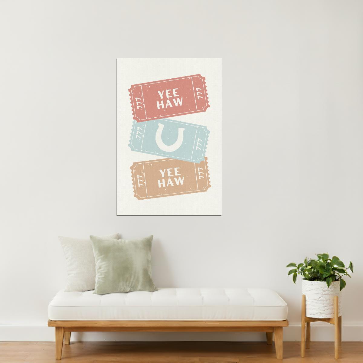 Yee Haw Tickets | Lucky Cowgirl Western Wall Art Poster