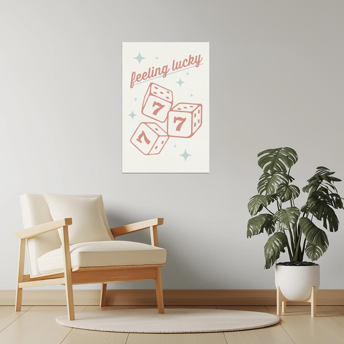 Feeling Lucky | Dice and Number 7 Western Wall Decor Poster
