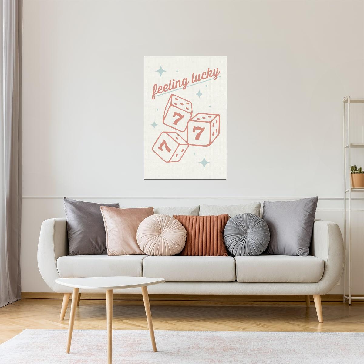 Feeling Lucky | Dice and Number 7 Western Wall Decor Poster