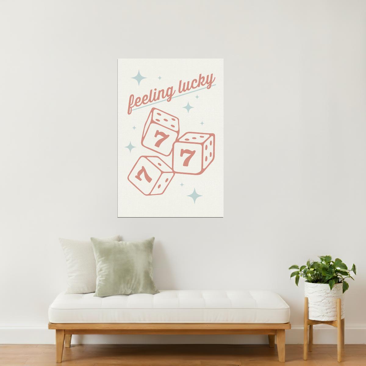 Feeling Lucky | Dice and Number 7 Western Wall Decor Poster