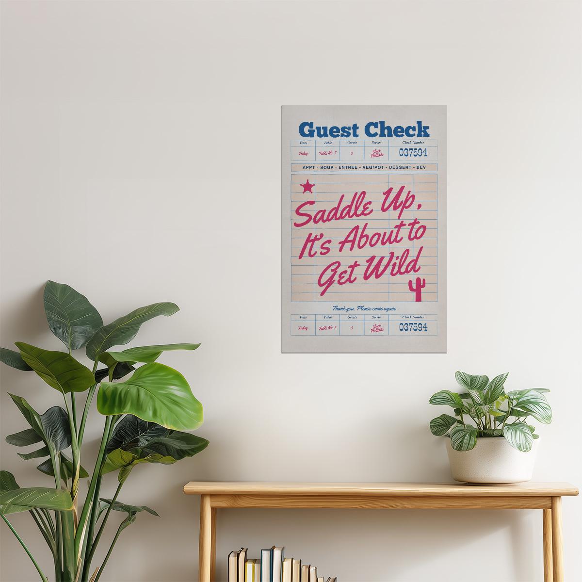 Saddle Up | Wild Cowgirl Guest Check Poster