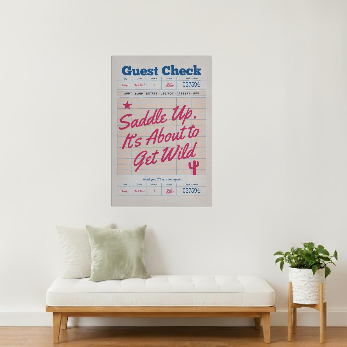 Saddle Up | Wild Cowgirl Guest Check Poster
