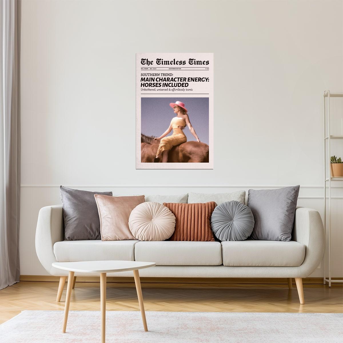 Main Character Energy | Cowgirl with Horse Newspaper Print Poster