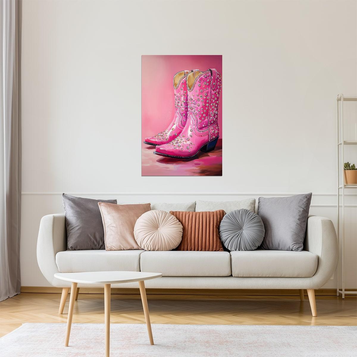 Pink Glitter Cowgirl Boots | Sparkly Rodeo Print Poster