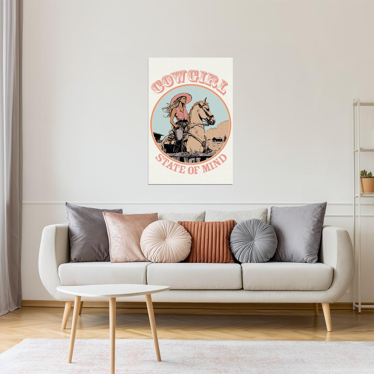 Cowgirl State of Mind | Retro Rodeo Wall Decor Poster