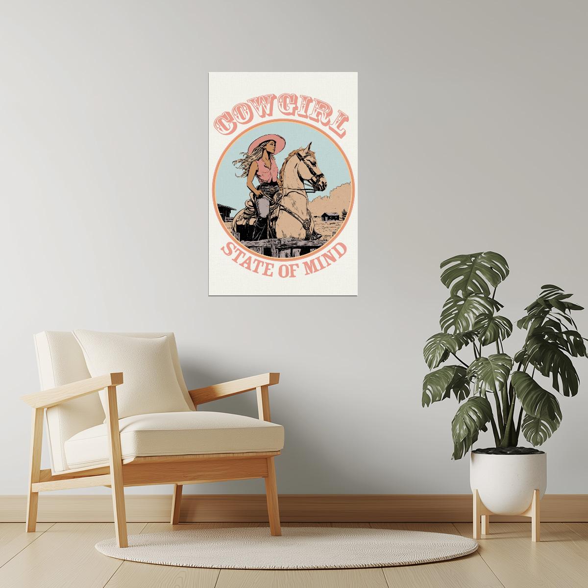 Cowgirl State of Mind | Retro Rodeo Wall Decor Poster