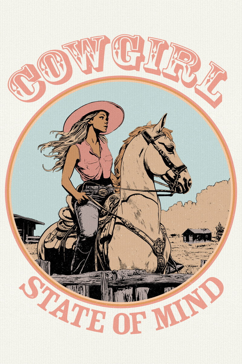Cowgirl State of Mind | Retro Rodeo Wall Decor Poster