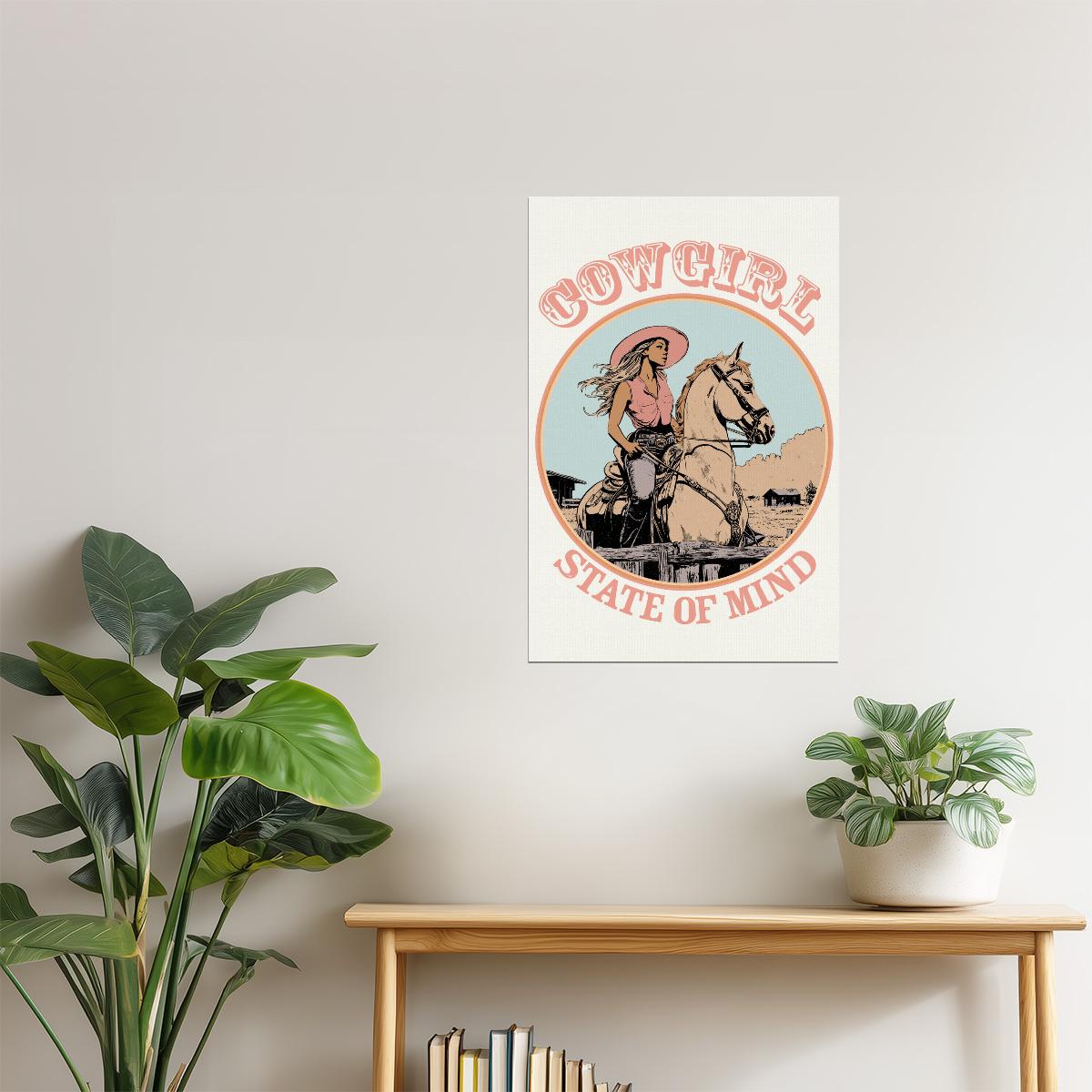 Cowgirl State of Mind | Retro Rodeo Wall Decor Poster