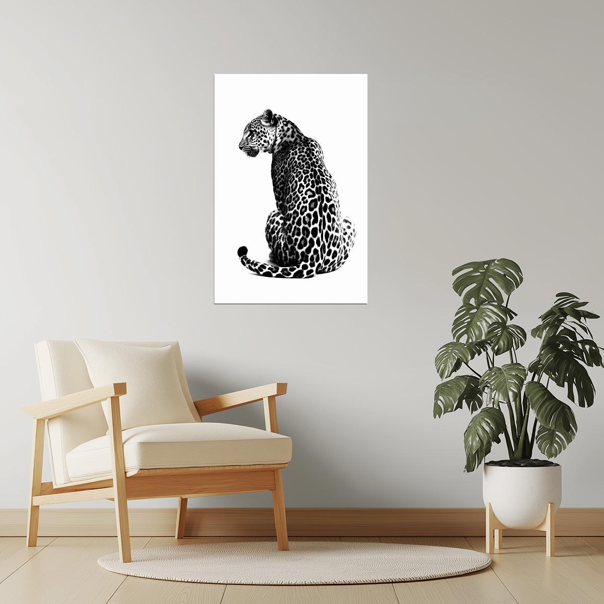 Leopard Study in Black & White | Contemporary Animal Photography Poster