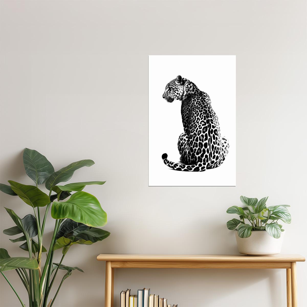 Leopard Study in Black & White | Contemporary Animal Photography Poster