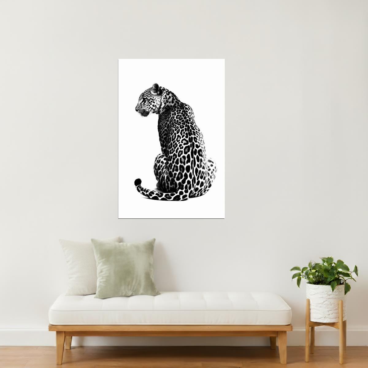 Leopard Study in Black & White | Contemporary Animal Photography Poster