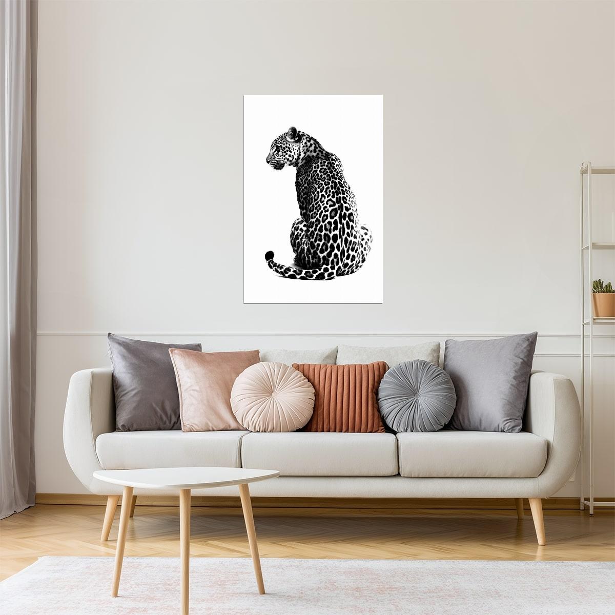 Leopard Study in Black & White | Contemporary Animal Photography Poster