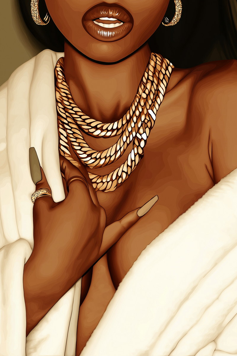 Gold Chains and Jewelry Close-Up | Luxury Pop Art Style | Wall Art Print Poster