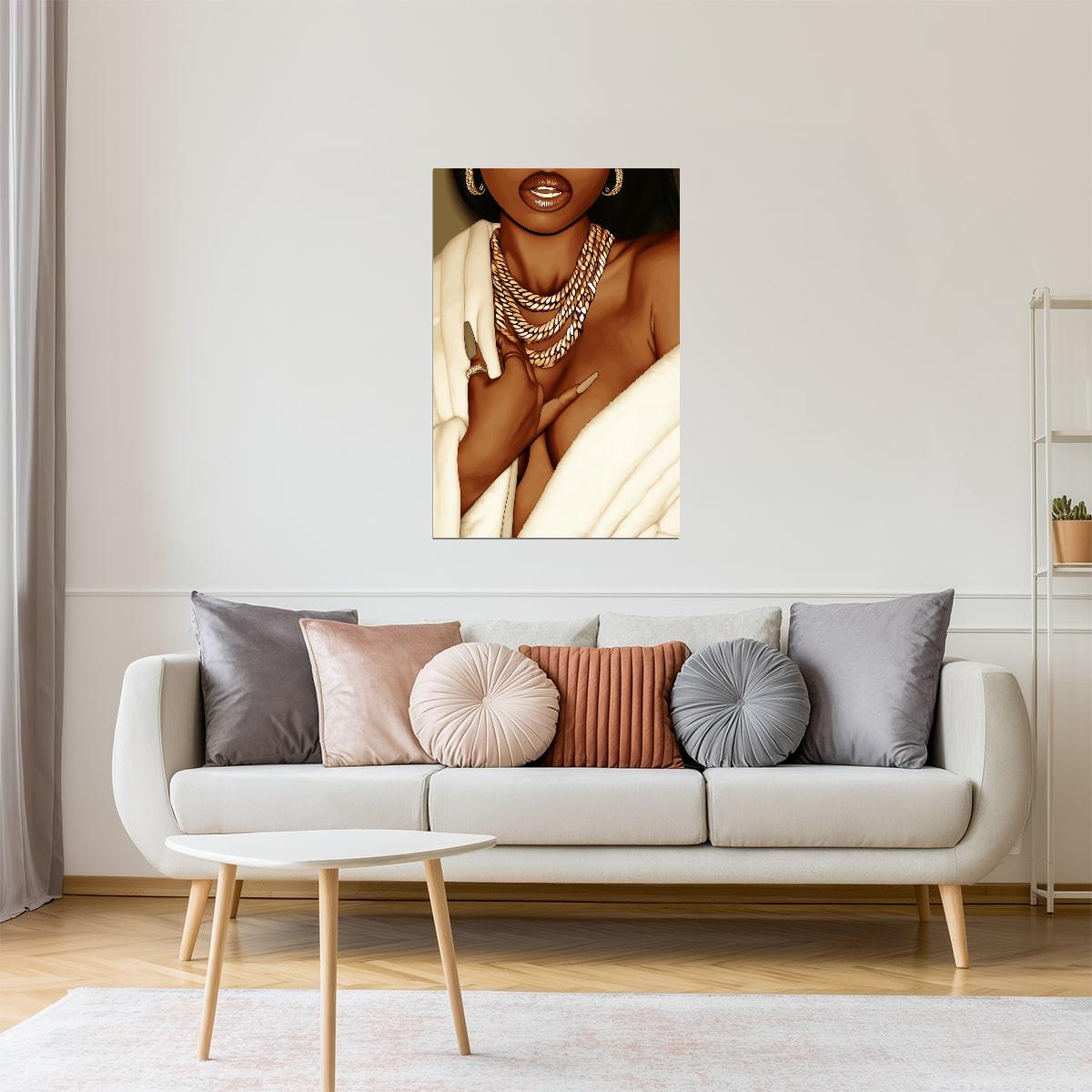 Gold Chains and Jewelry Close-Up | Luxury Pop Art Style | Wall Art Print Poster